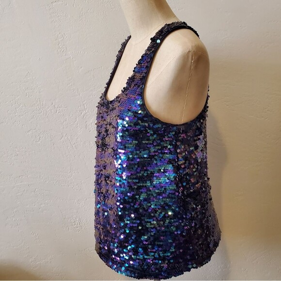 Forever 21 purple & green sequin top medium - Picture 3 of 6